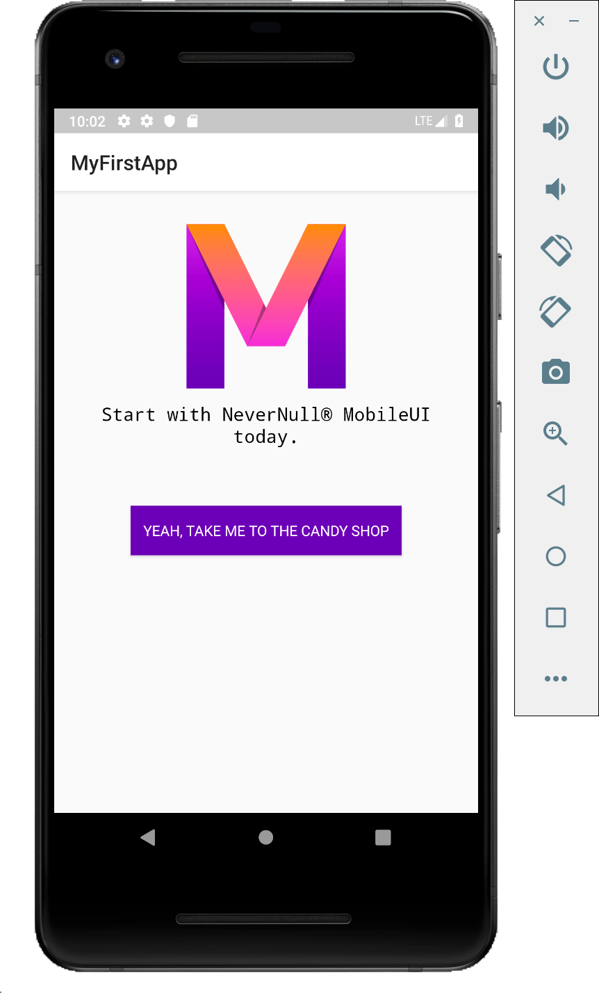 Android emulator with MobileUI app